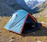 TREKKINGZELT 1 Person bis 2, Tunnelzelt Einstab Ultraleicht, schneller Aufbau, kleines Packmass, wasserdicht 3000 mm WS, Doppelwand Hiking Backpacking Outdoor Zelt