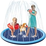 Yaheetech Hundepool 150cm, wasserspielmatte, Faltbarer Sprinkler Matte Hund, Verdickt rutschfest hundeplanschbecken, Sprühmatte Wasserhängematte für Sommer, Garten, Draußen