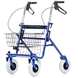 REHASHOP Rollator Vita - inkl. Korb, Tablett, Stockhalter und Pannensichere PU Bereifung