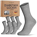 Diabetikersocken ohne Gummibund & ohne Naht 97% Baumwolle (6 Paar) Diabetiker Socken mit Komfortbund für Damen & Herren 70108T (Grau 43-46) WP