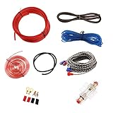 Mintice Kfz Verstärker Kabelsatz Anschluss Set Endstufe Kabel Anschlusskabel Audio Subwoofer Cinchkabel Sicherungshalter Gabelkabelschuhen RCA AGU Sicherung 8 Gauge AWG Draht installieren Verbinder