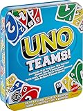 Mattel Games UNO Teams Kartenspiele für Kinder, Erwachsene und Familienabende, Partys und Reisen mit Sonderregeln für das Spielen in Zweierteams, JDM40