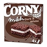 CORNY Milch Dark & White, Milchsandwich, 120g Schachtel mit 4 Riegeln