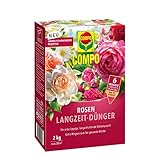 COMPO Rosen Langzeit-Dünger für alle Arten von Rosen, Blütensträucher sowie Schling- und Kletterpflanzen, Rosendünger, 6 Monate Langzeitwirkung, 2 kg, 25 m²