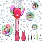 Seifenblasenmaschine, Elektrische Lotusblasenmaschine für Kinder, Elektrischer Seifenblasenstab mit Seifenblasenlösung, Seifenblasenstab 10000+ Seifenblasen/Minute, für Outdoor/Party/Hochzeit (Rosa)