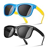umorismo Sonnenbrille für Kinder 2 Stücke Polarisierte Sonnenbrille UV400 Schutz Silikon Rahmen Sonnenbrille für Jungen MäDchen Und Kinder Alter 3-12 Jahre