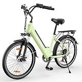 ESKUTE C100 E-Bike, 26 Zoll Elektrofahrrad, E-Cityrad 250W HeckMotor, 375Wh Wechselakku,bis zu 60km, LCD-Display, Tiefeinsteiger E-CityBike Für Damen und Herren Erwachsene Grün