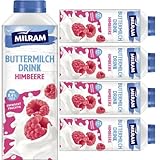 Milram Buttermilch Drink Himbeere Milch 0,4% Fett.750 Mililiter x 5 STÜCK [Frischegarantie]