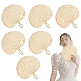 Raffia Hand Fan, Natural Palm Leaves Manual Handheld Fan, Reusable Farmhouse Weaving Cooling Supplies, Table Decoration for Wedding Party Summertime Home Wall