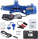 Pindex Elektrische Scherenwagenheber 12 V 1.5T mit Ferbedienung, Elektrischer Wagenheber mit Ferbedienung für SUV Auto PKW,12-42 cm, Blau