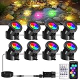 T-SUNUS Teichbeleuchtung LED Unterwasser, 8 in 1 Unterwasser Strahler RGB mit Bluetooth APP Fernbedienung Unterwasserbeleuchtung Teich RGB IP68 Wasserdicht Poolbeleuchtung für Garten Patio