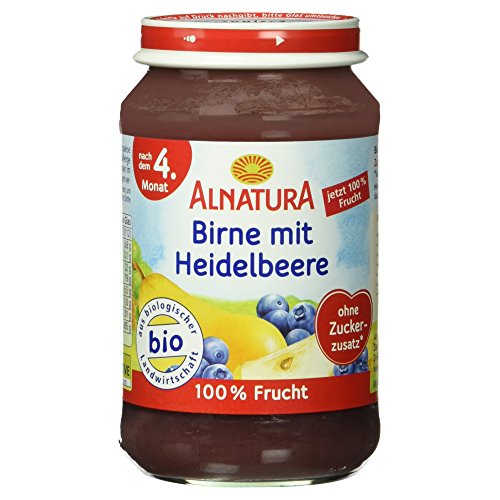Alnatura Bio Birne-Heidelbeere, glutenfrei, 6er Pack (6 x 190 g)