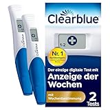 Clearblue Schwangerschaftstest Frühtest digital, Pregnancy Test, 2x Frühschwangerschaftstests/Schwangerschaftsfrühtests mit Wochenbestimmung, Schwangerschaft bestimmen, 25 mIU/ml