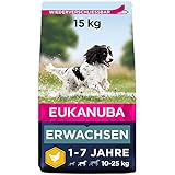 Eukanuba Hundefutter mit frischem Huhn für mittelgroße Rassen, Premium Trockenfutter für ausgewachsene Hunde, 15 kg
