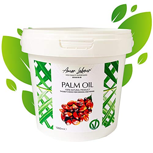Amor Labour Palmöl | Palm Oil | Palmfett | Vitamin E | vegan | glutenfrei | raffiniert | perfekt geeignet zum Frittieren und Kochen | DIY Natürliche Seife und Kosmetik 1000ml