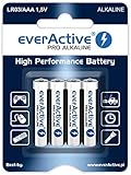 everActive AAA Batterien 4er Pack, Pro Alkaline, Micro LR03 R03 1.5V, höchster Leistung, 10 Jahre Haltbarkeit, 4 Stück – 1 Blisterkarte