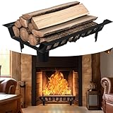 VA-Cerulean Kaminrost Kamin Feuerrost, Brennholz Holzhalter Kohlerost Feuerbock für Kamin Kaminholzständer Ascherost mit Füßen, 46x31cm, Schwarz