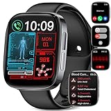 YYKY Smartwatch Damen Herren,1.72”Annehmen/Anruf tätigen 2024 EKG Smartwatch mit/SOS-Notruf/Sportuhr Smartwatch für Android iOS (Schwarz)