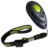 ASCO Premium Clicker, Hunde und Katzen Klicker für professionelles Clickertraining mit Stretcharmband, schwarz, ASCO-01PA