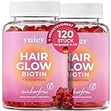 YUICY Biotin Haar Gummibärchen - Extrem Leckere & Zuckerfreie Haar Vitamine - Hair Growth Biotin Gummies Hochdosiert für Haut Haare Nägel - Hair Glow hergestellt & laborgeprüft in Deutschland 120 St.