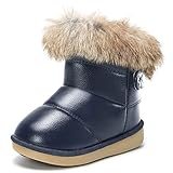 KVbabby Winterstiefel Mädchen Warm Gefütterte Winterschuhe Kinder Stiefeletten Wasserdichte Schneestiefel Weichsohlen Schlupfstiefel,Blau,Größe 20 EU = Etikett 21