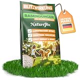 Natureflix Rasendünger Frühjahr & Sommer (2,5kg für 125m²) | Tierfreundlicher Langzeitdünger für jeden Rasen mit Moosverdrängung | (Staubarme Körnung 2-5mm) | Ideal für viele Streuwagen