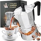 Dolciano® | Espressokocher 6 Tassen mit ergonomischem Griff | Moka Pot | Italienische Kaffeemaschine für Gas und Elektro | Kaffeekocher | Espresso Kocher mit Sicherheitsventil und abnehmbarem Filter