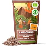 NaturaleBio Roh Kakao Nibs 1Kg. Organic Raw Cacao Nibs. Rohkost, natürlich und rein. Produziert aus der Theobroma Pflanze. Quelle für Magnesium, Kalium und Eisen.