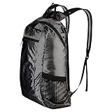 Backpacker's Journey faltbarer Rucksack ultraleicht & super kleines Packmaß (Schwarz, M: 25L)