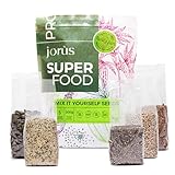 Superfood-Samen-Mischung – 5 × 200 g mit Sonnenblumenkernen, Leinsamen, Hanfsamen, Chiasamen und Kürbiskernen – reich an Ballaststoffen, Omega-3-Fettsäuren und pflanzlichem Eiweiß (insgesamt 1 kg)