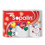 Sopalin Love – 3 Rollen – 3-lagig – Originaldesigns – Verpackung aus 80% recyceltem Kunststoff – FSC®-zertifiziertes Papier (C017535)