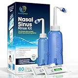 PLUSQMED 80x Salz + 1x Nasendusche (300ml) -Nasendusche Nasenspülung Nasenreinigung Nase Spülen, Neti Pot Rinse Kit, vorgemischte Beutel, 80 Stück, Neti Pot 300 ml, Nasenspülung