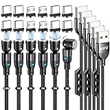 AUFU Magnet Ladekabel, Magnetisches Ladekabel [6Stück, 0.5m 1m 1m 2m 2m 3m], USB C Magnet Kabel 360° und 180° Drehbar kabel Magnetisch mit Micro USB/Type C für Smartphone -Schwarz
