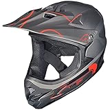 RXD-9001 Downhill Fahrrad BMX Fullface Mountainbike MTB Enduro Freeride Dirt Helm, Farbe:Matt Schwarz, Größe:M (57-58)