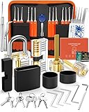 Eventronic 38+4 Teiliges Lockpicking Set, 38-Teiliges Dietrich Set mit 4 Transparentem Trainingsschlössern und Anleitung, für Schlosserei, Anfänger und Profisrleicht