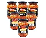 Euro-East Kimchi 6er-Pack im Glas x 440g | Eingelegter Kohl im koreanischen Stil | Vegan, glutenfrei, mittlere Schärfe für europäischen Geschmack (6x440g)