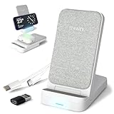 ITAWEY 15W Induktive Ladestation, Faltbar, langes 1,5m Kabel & USB Kabelkonverter, Kabelloses Ladegerät kompatibel mit iPhone 16 15 14 13 12 11 XS XR Galaxy S25 S24 S23 S22 S21 S20 S10 alle Qi-Handys