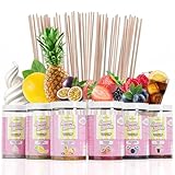 Belissia Aromazucker | 250g Zuckerwatte Zucker mit Partyset 6x | Intensiver Aromazucker für jede Zuckerwattemaschine | Geeignet für Dessert, Popcorn, Cocktails uvm. | Inklusive 100 Zuckerwattestäbchen