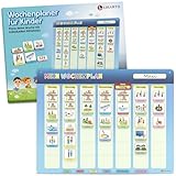 LIKARTO Wochenplaner für Kinder - Montessori Magnettafel inkl. 198 Magnete & Kordel - Komplett beschreib- und abwischbar - Förderung der Selbstständigkeit