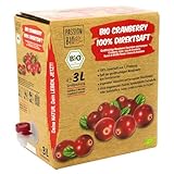 Bio Cranberrysaft, 3 Liter - 100% Bio Cranberry Direktsaft aus Kanada - abgefüllt in Deutschland - ohne zugesetzem Zucker (lt. Gesetz)