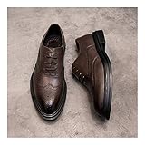 Oxford Schuhe für Männer Schnürenflügelspitze Brogue Burnierte Zehenschuhe Veganer Leder rutschfeste Blockabsatz Gummi Sole Low Top Hochzeit