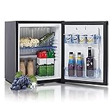 Smad Mini Wohnmobil Kühlschrank 30L, Absorber Kühlschrank 12V/230V, Leise Minibar mit Schloss für Auto, Camping, Büro und Schlafzimmer, Schwarz