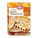 RUF Kirsch-Baiser-Torte, Backmischung für eine Baiser-Torte mit Kirschen oder Stachelbeeren und Mandeln, mit gelingsicherem Baiser-Pulver, 1 x 350g