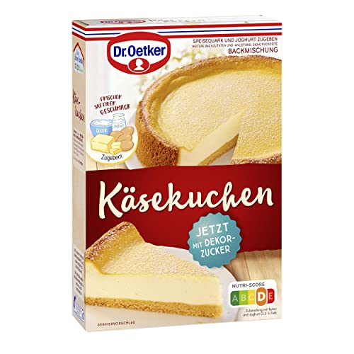 Dr. Oetker Käse Kuchen, 570 g, Backmischung für Käsekuchen, einfaches & gelingsicheres Backen, Backmischung für Teig und Belag für einen Käsekuchen, vegetarisch