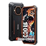 Blackview BV6200 Plus Outdoor Handy, 11000mAh, 24GB+256GB/2TB, Smartphone Ohne Vertrag, 98DB Lautsprecher, 6.56' 90Hz, IP69K Wasserdicht,Baustellenhandy, 16MP+13MP/Dual 4G/OTG/GPS/NFC Orange