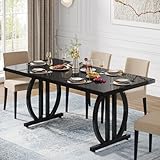 Tribesigns Esstisch für 4-6 Personen, 160 x 80cm rechteckiger Küchentisch mit starkem Metallrahmen, Moderne industrielle Küchen- und Esszimmermöbel für die Küche zuhause (Schwarz)