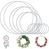 CAUTIOUS 12 Stück metallringe zum basteln Drahtringe Deko Ringe Makramee Zubehör Metallringe zum Basteln Traumfänger Ringe DIY Floral Hoop für Türkranz Weihnachten Blumen（Weiß）