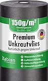 Xabian Anti Unkrautvlies 150g/m² Gartenvlies Rolle 50m x 1m = 50m² I Unkrautfolie sehr hohe UV-Stabilisierung - extrem reißfest und wasserdurchlässig