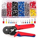 Crimpzange Aderendhülsen Set, 1200 Stück Aderendhülsen, Kabelschuhe, Kabelschuhzange Crimpzange für 0,25-10 mm² Ergonomischer Griff Crimp Tool, mit Plastikbox