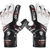 Sportout Torwarthandschuhe, Fußballhandschuhe mit Fingersave, Torwarthandschuhe Herren, Torwarthandschuhe Kinder mit rutschfeste 4mm Latex, Torwart Handschuhe für Kinder, Erwachsene und Jugendliche